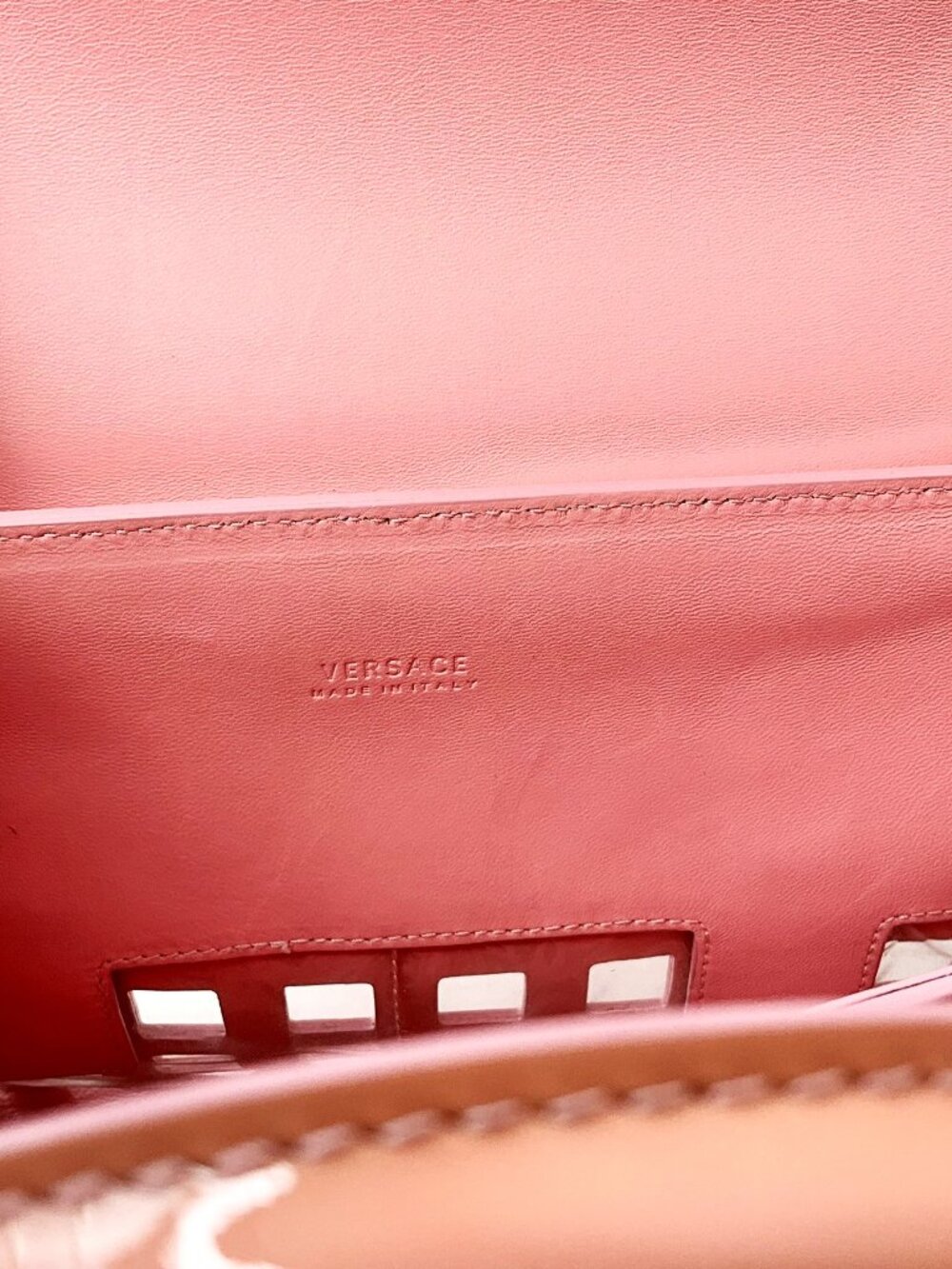 Versace Patent leather Medusa Top Handle Bag Pink Cutout Satchel - Picture 11 of 11